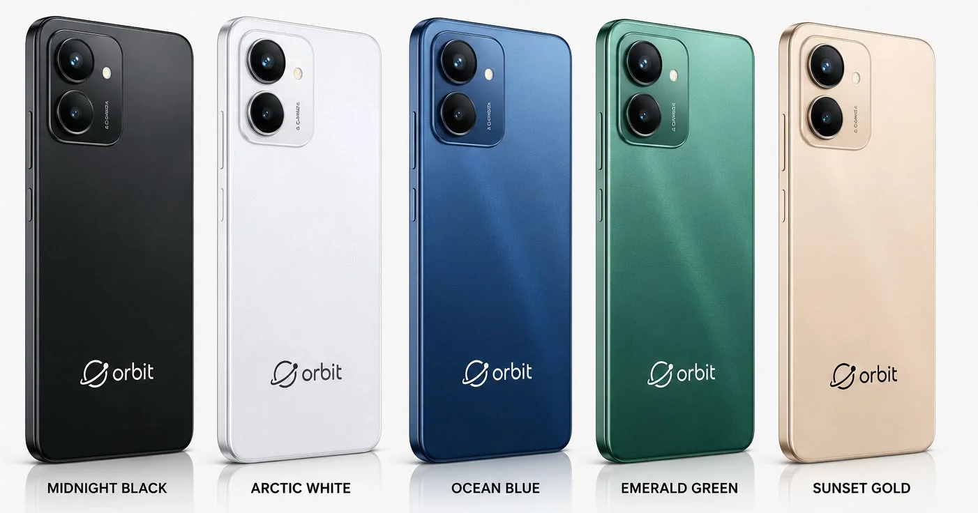 Orbit-branded devices in multiple colours
